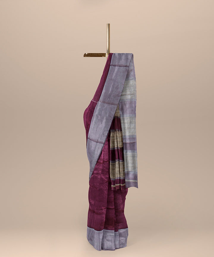 Purple ghicha handwoven maheshwari cotton silk saree