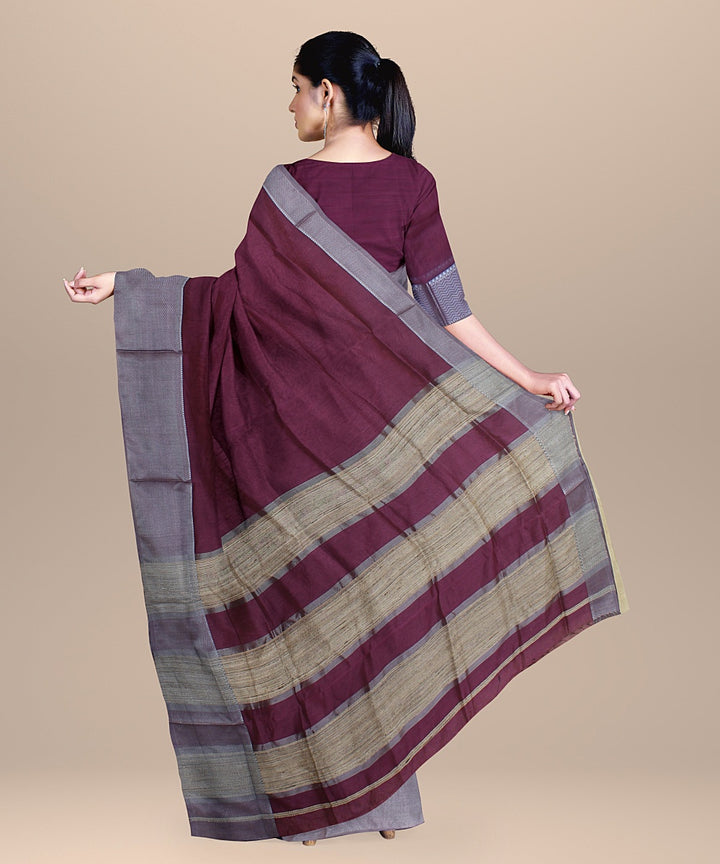 Purple ghicha handwoven maheshwari cotton silk saree