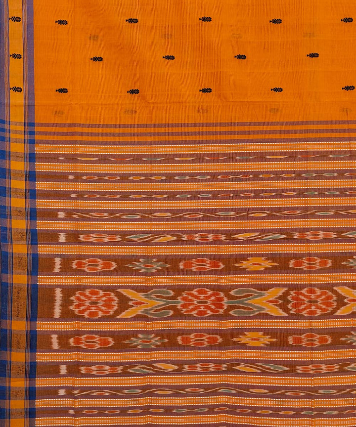 Orange blue cotton handloom odisha ikat saree