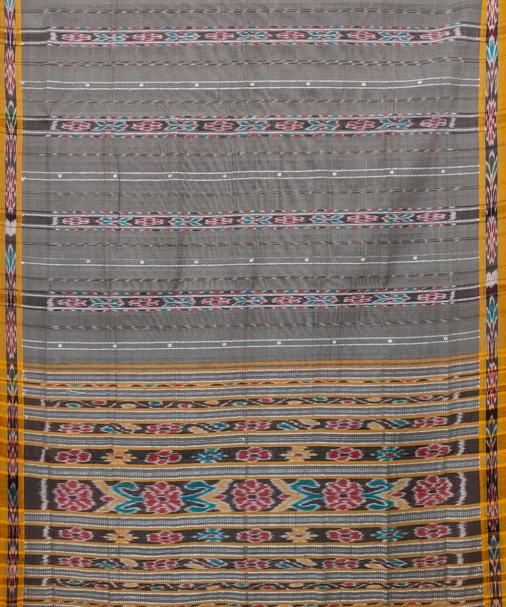 Grey mustard cotton handloom odisha ikat saree