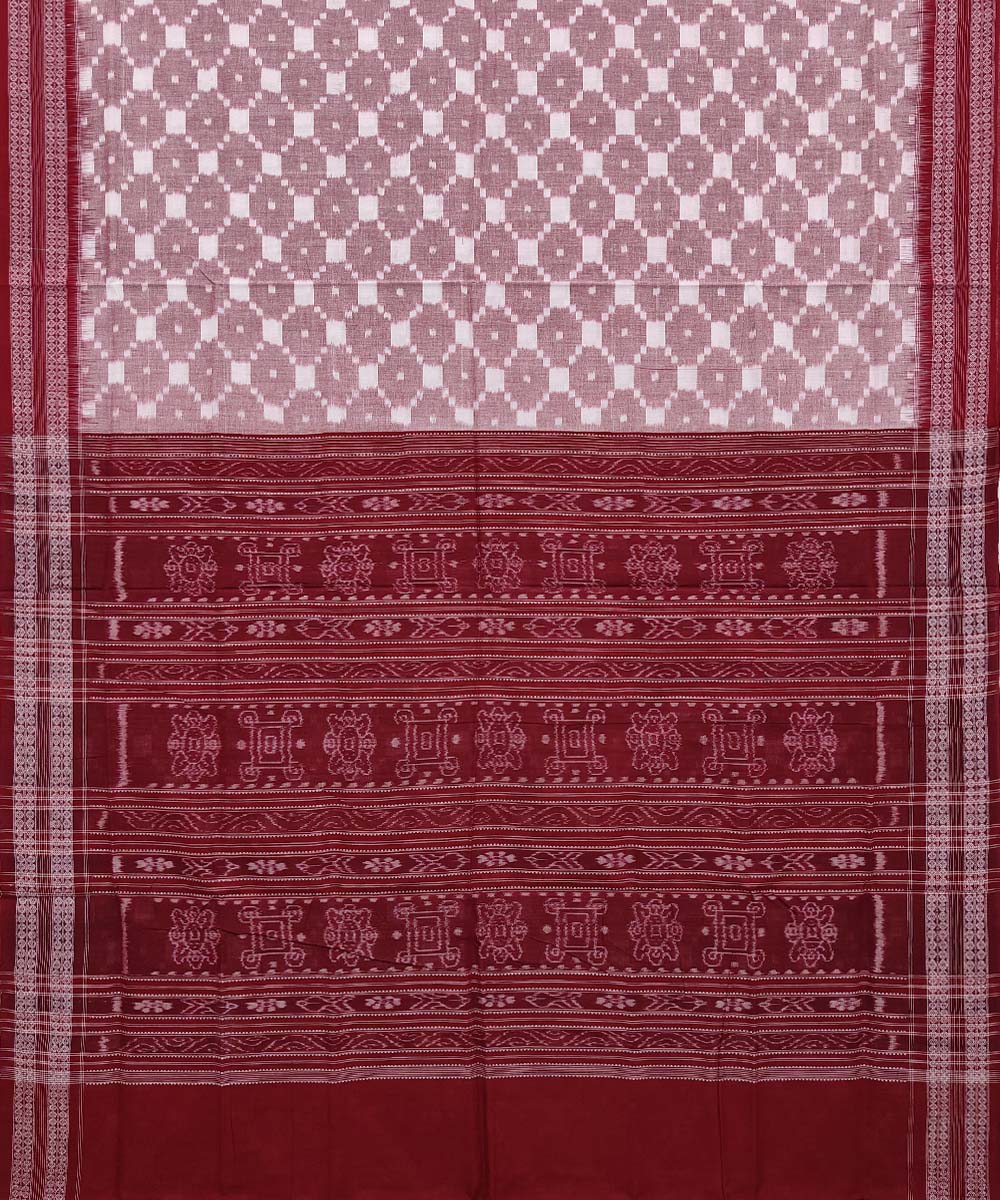 Grey maroon cotton handwoven sambalpuri saree