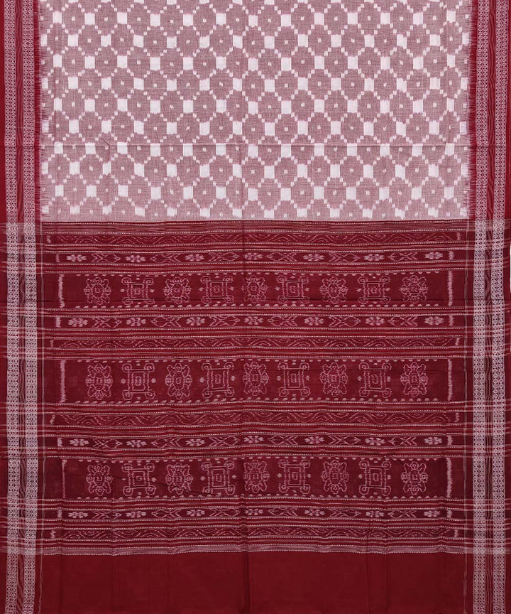 Grey maroon cotton handwoven sambalpuri saree