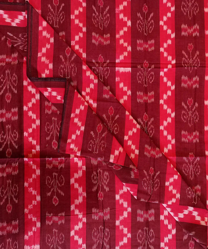 Red maroon handwoven nuapatna cotton fabric