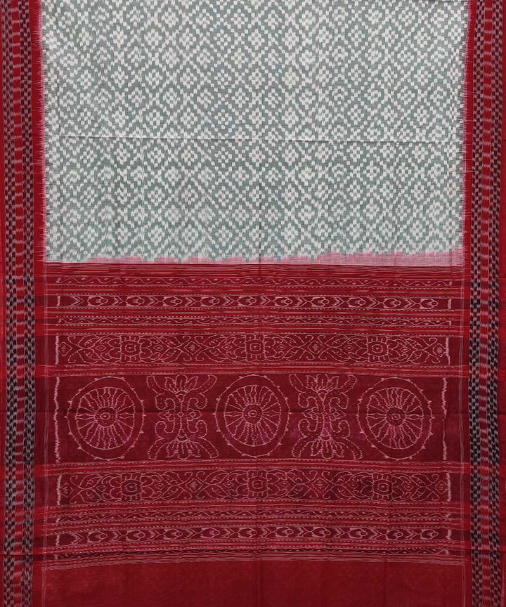 Red white green double shaded cotton handwoven sambalpuri saree