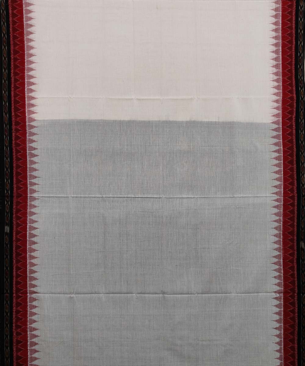 White black cotton handwoven sambalpuri saree