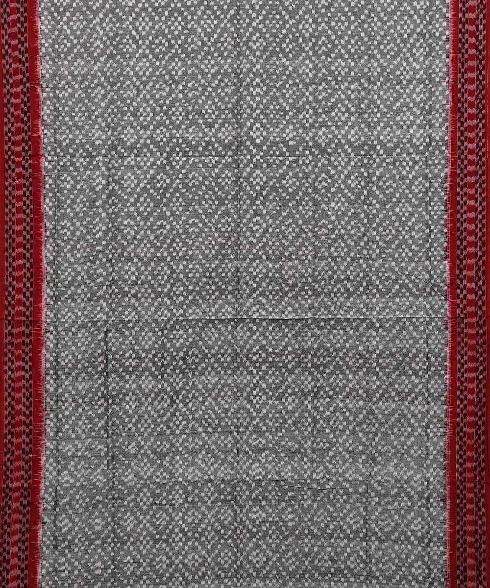 Grey red cotton handloom sambalpuri saree