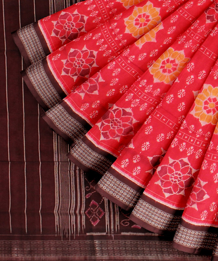 Red coffee brown silk handloom sambalpuri saree