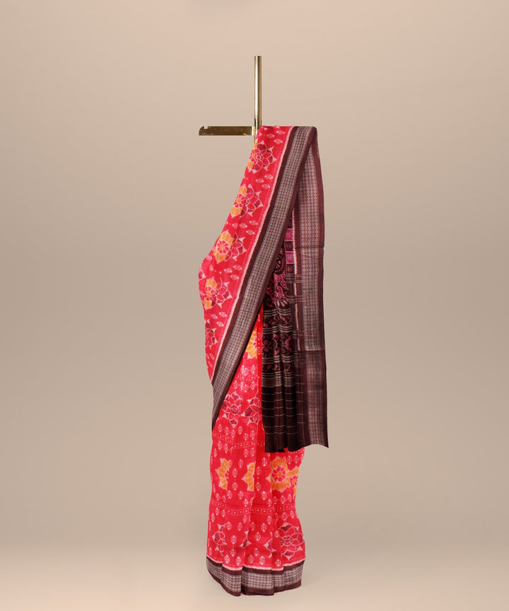 Red coffee brown silk handloom sambalpuri saree