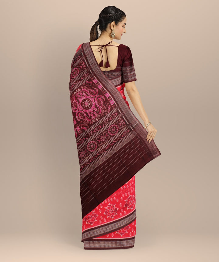 Red coffee brown silk handloom sambalpuri saree