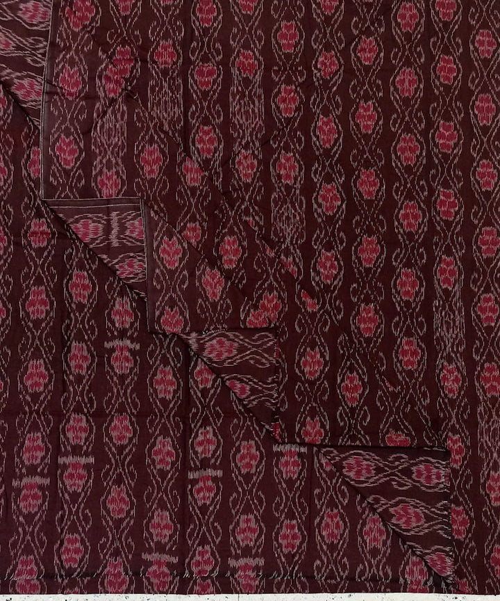 Dark maroon handwoven nuapatna cotton fabric