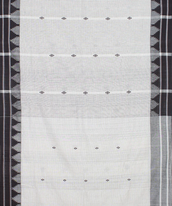 Offwhite black cotton handwoven kotpad saree