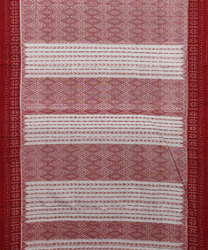 White red cotton handwoven sambalpuri saree