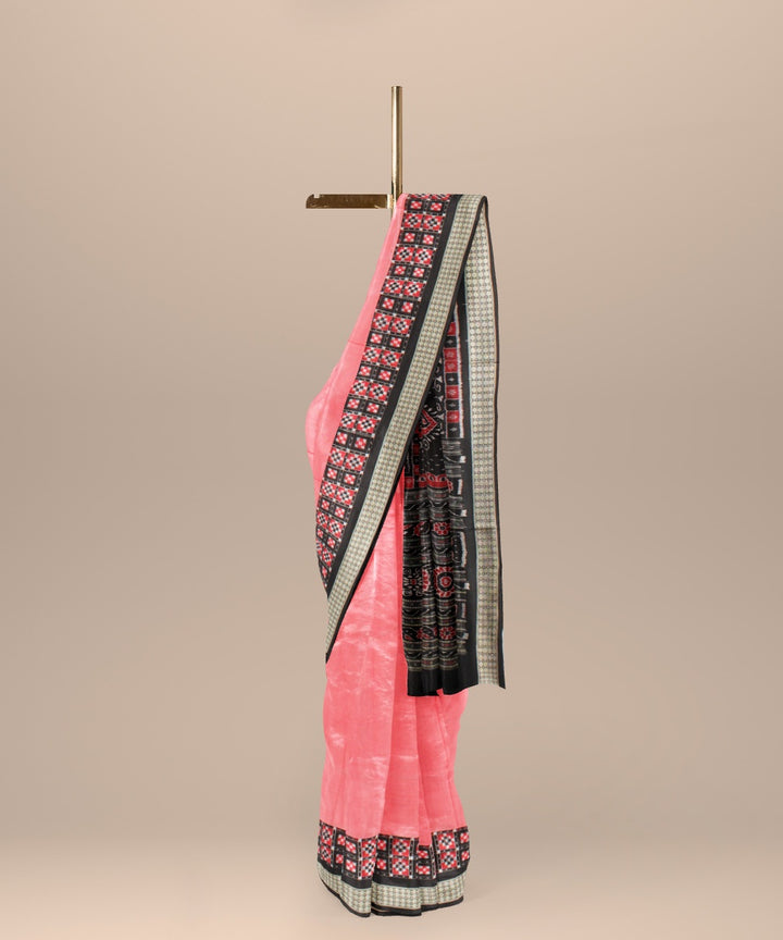 Peach black silk handloom sambalpuri saree