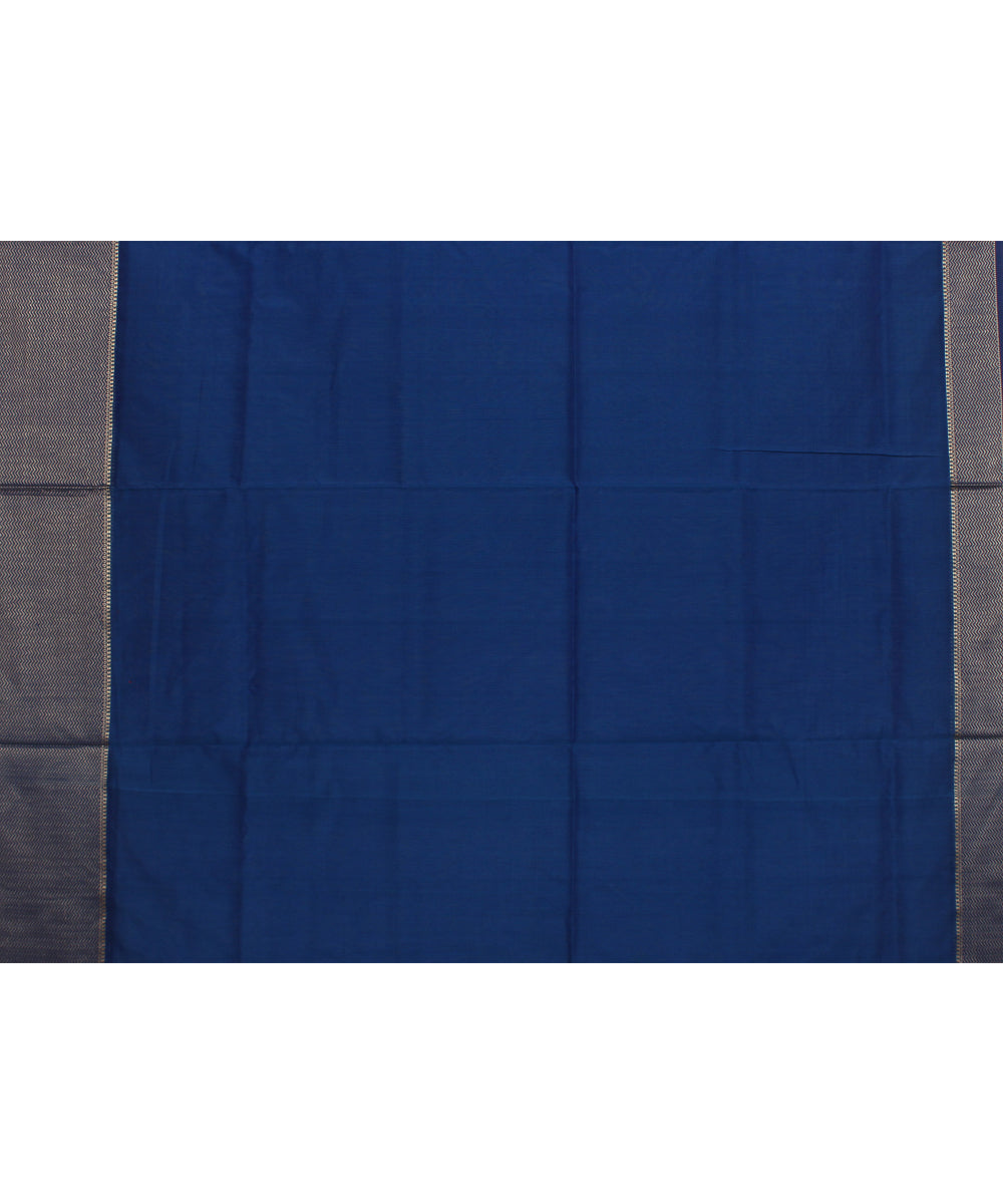 Powder blue navy blue ghicha handloom maheshwari cotton silk saree