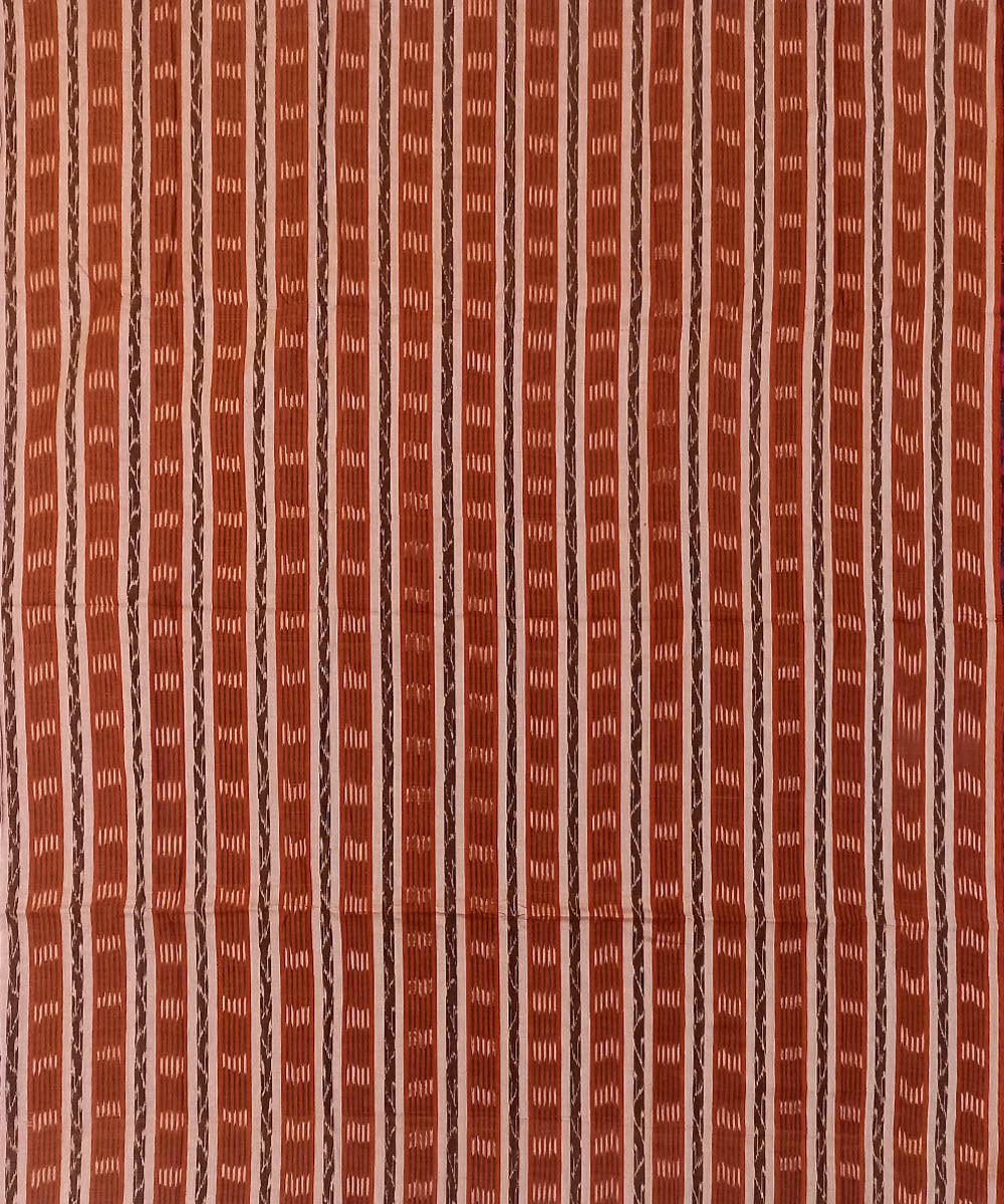 Brown off white handwoven nuapatna cotton fabric