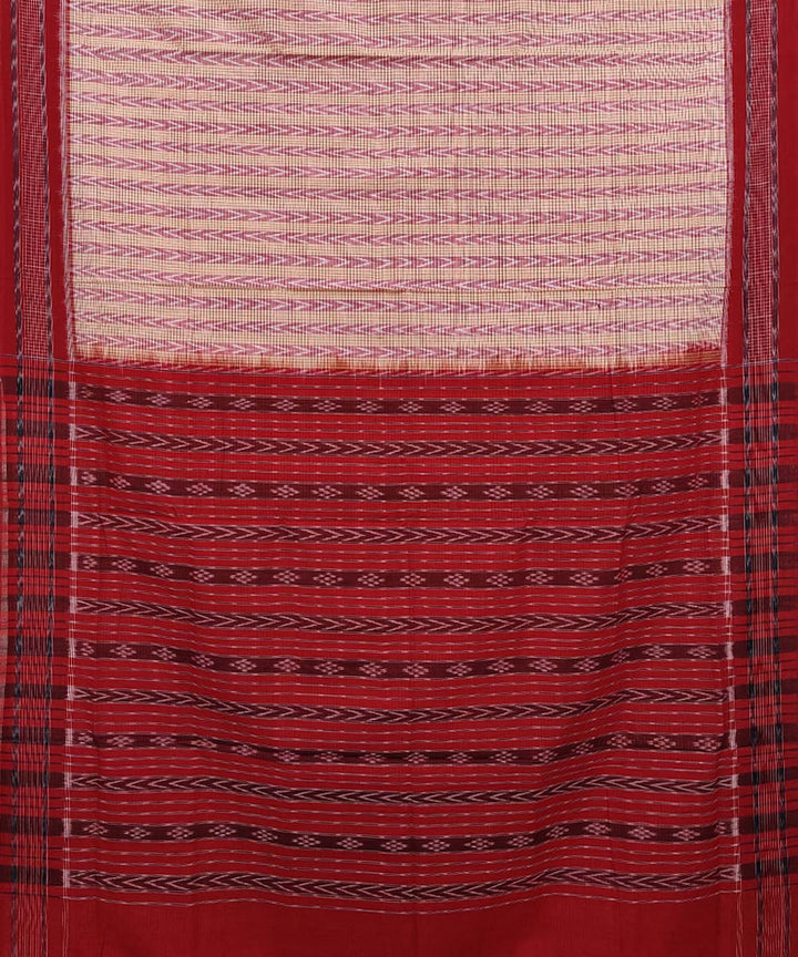 Grey red cotton handwoven sambalpuri saree