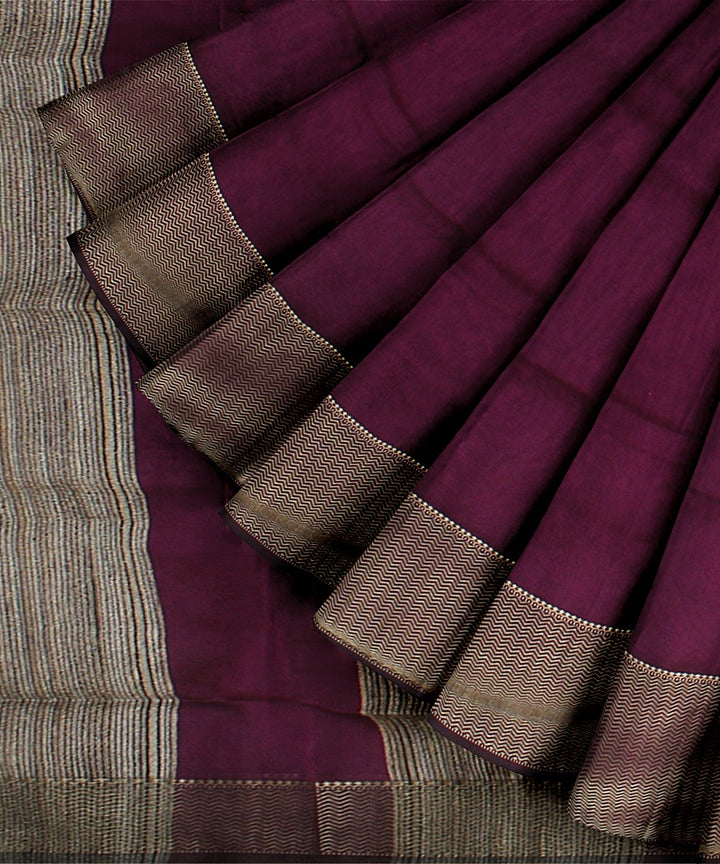 Deep purple ghicha handloom maheshwari cotton silk saree