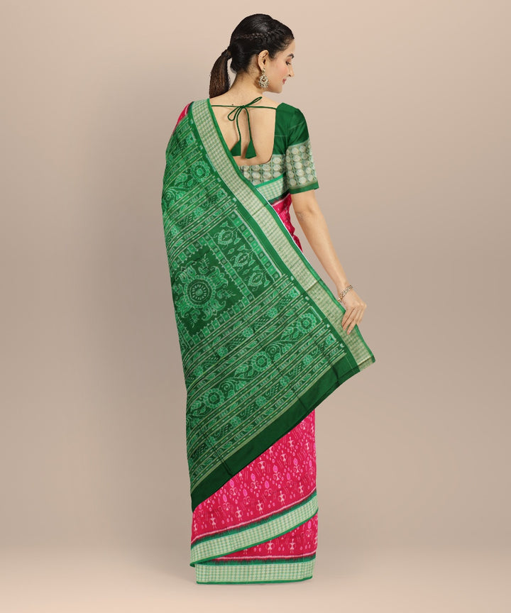 Pink green silk handloom sambalpuri saree