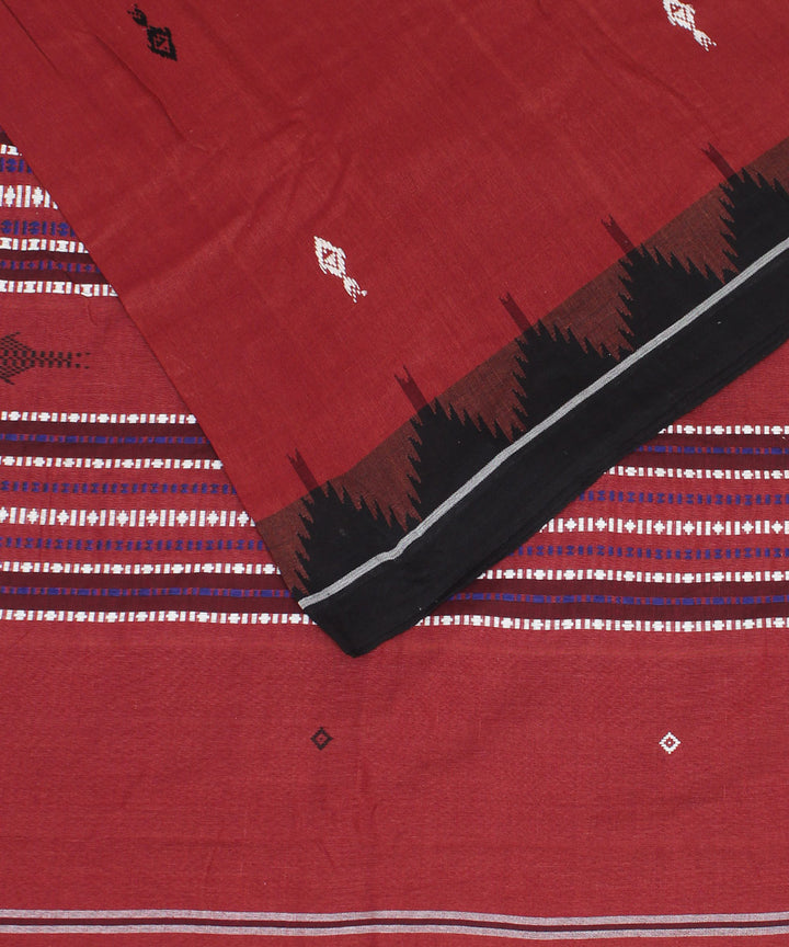 Maroon black cotton handwoven kotpad saree