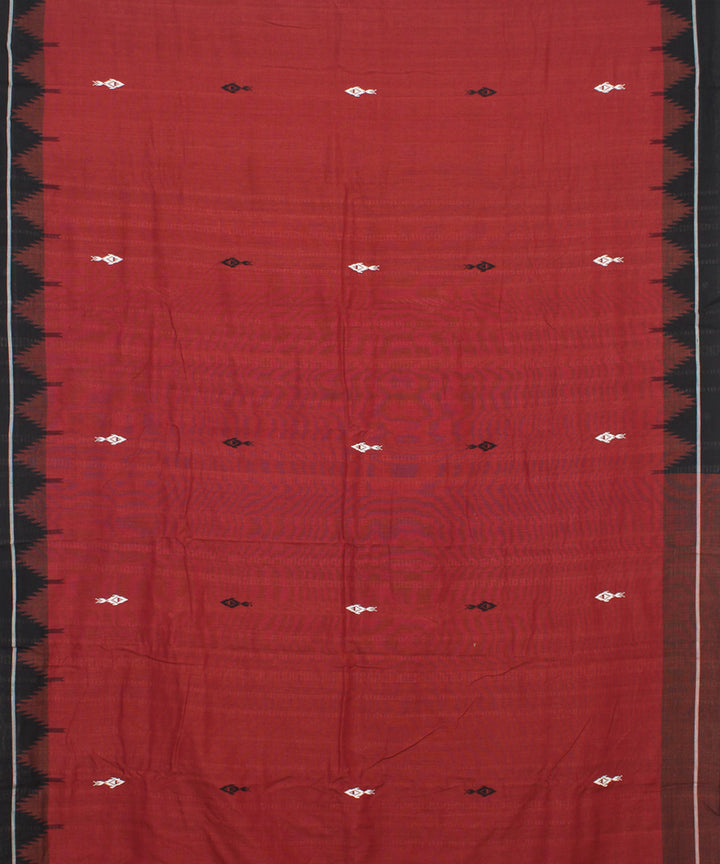 Maroon black cotton handwoven kotpad saree