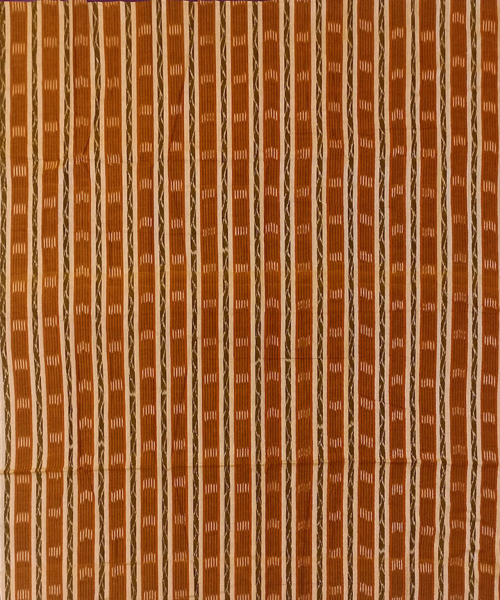 Brown off white handloom nuapatna cotton fabric