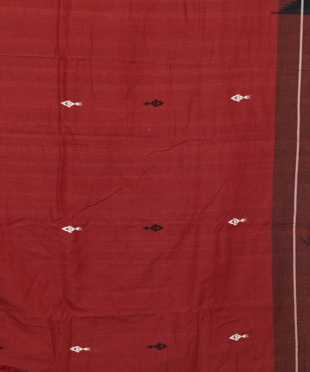 Maroon black cotton handwoven kotpad saree