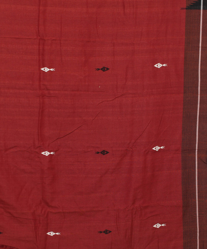 Maroon black cotton handwoven kotpad saree