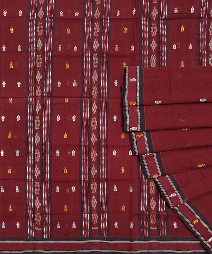 Maroon Cotton Handwoven Odisha Ikat Saree
