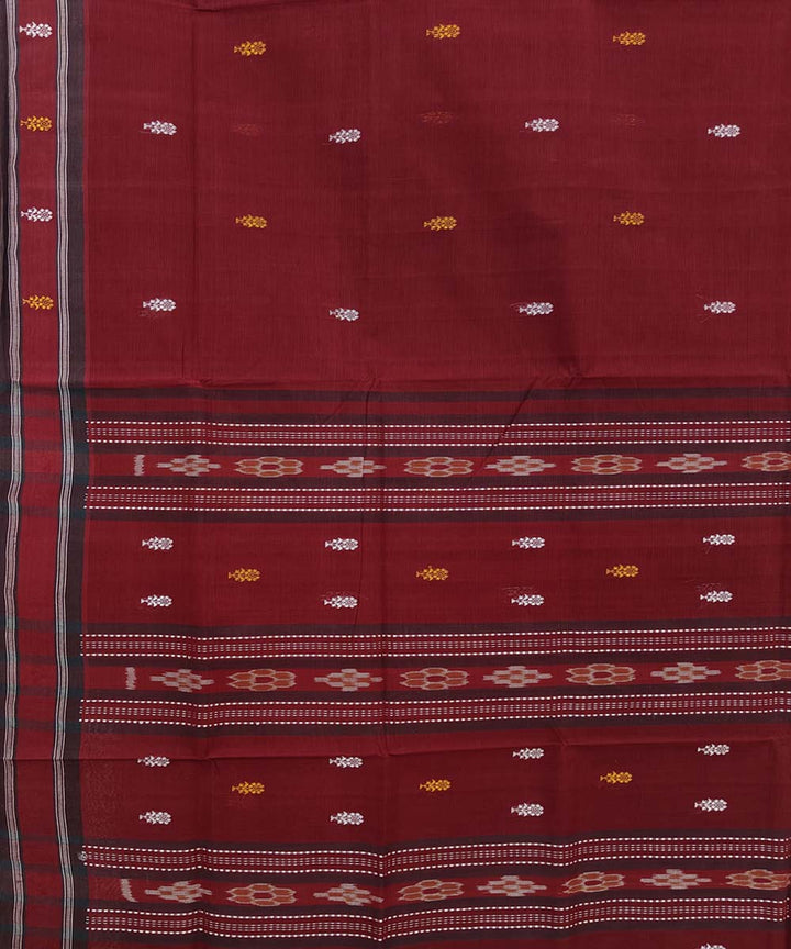 Maroon Cotton Handwoven Odisha Ikat Saree