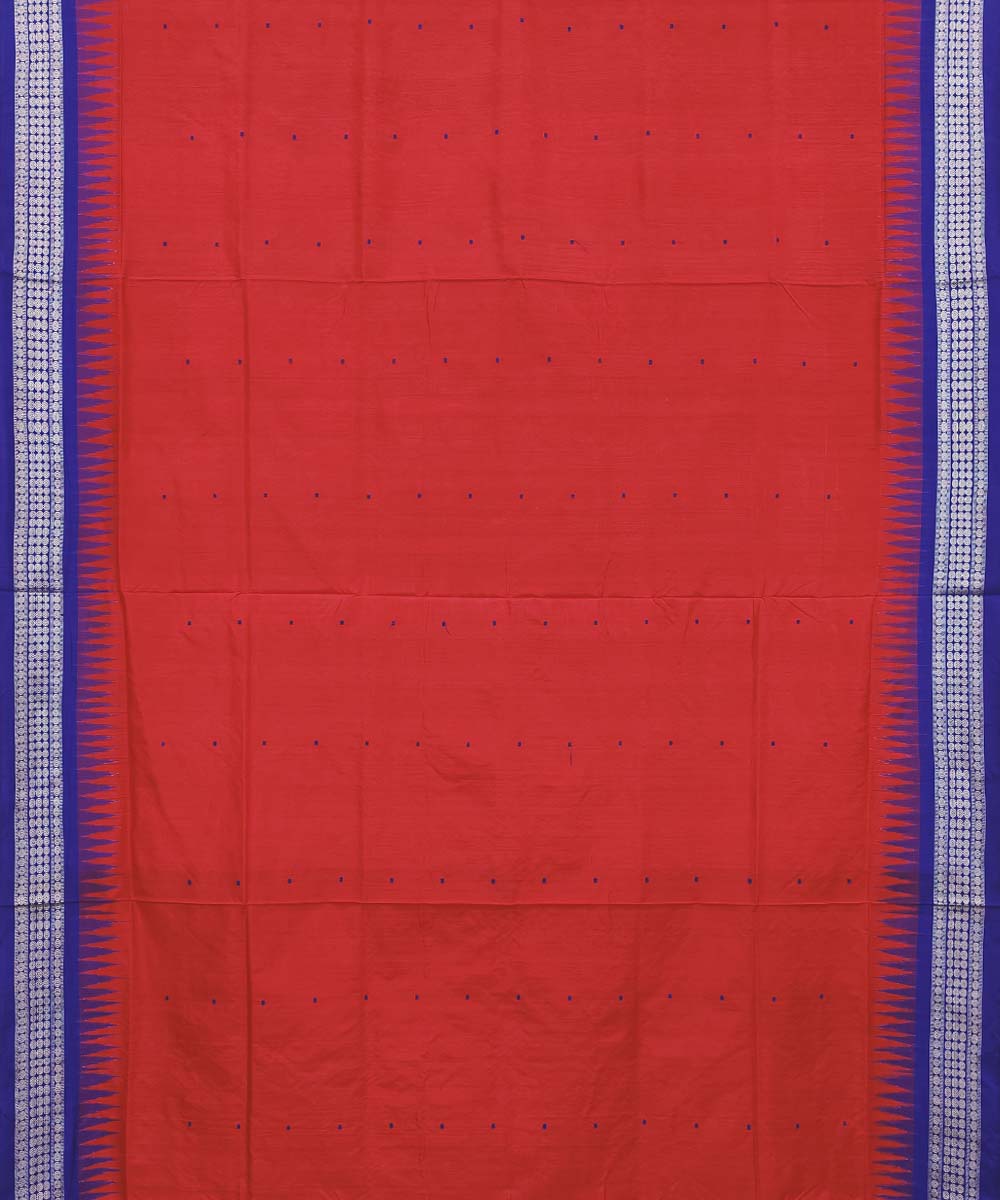 Red navy blue Silk Handwoven Bomkai Saree