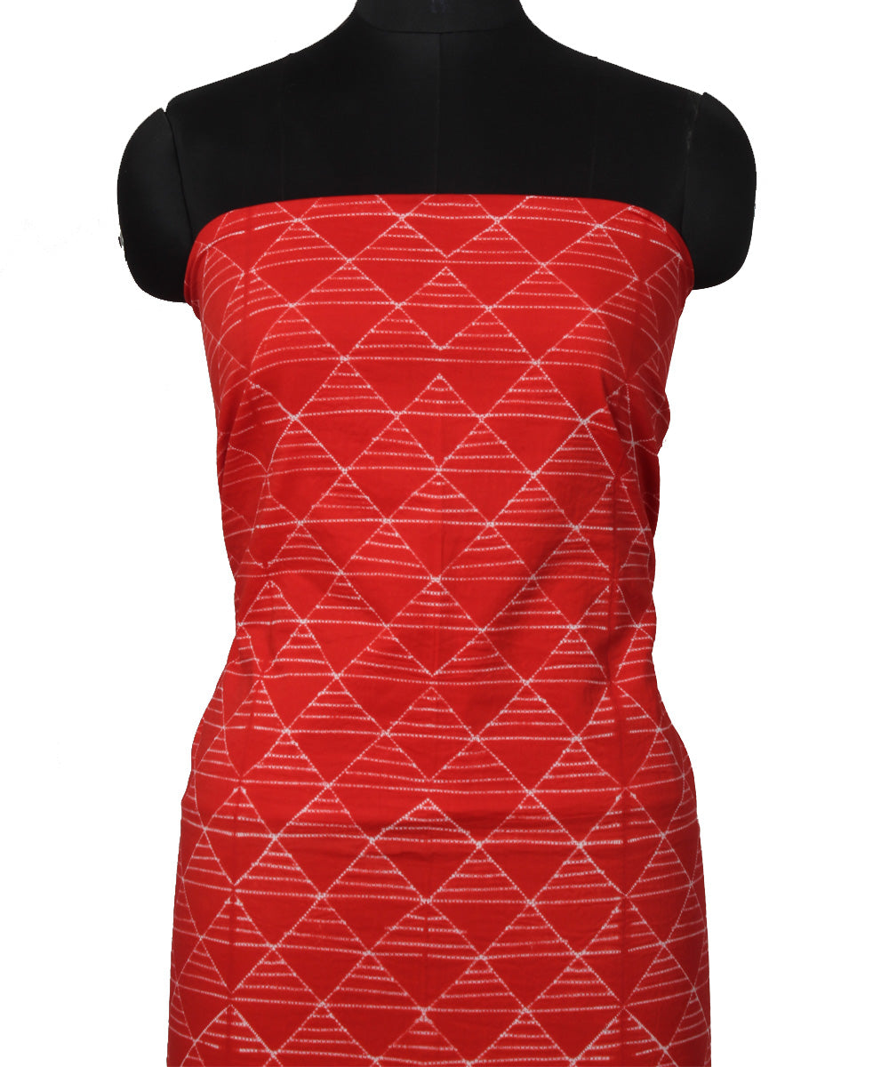 3m Red handwoven shibori cotton kurta material
