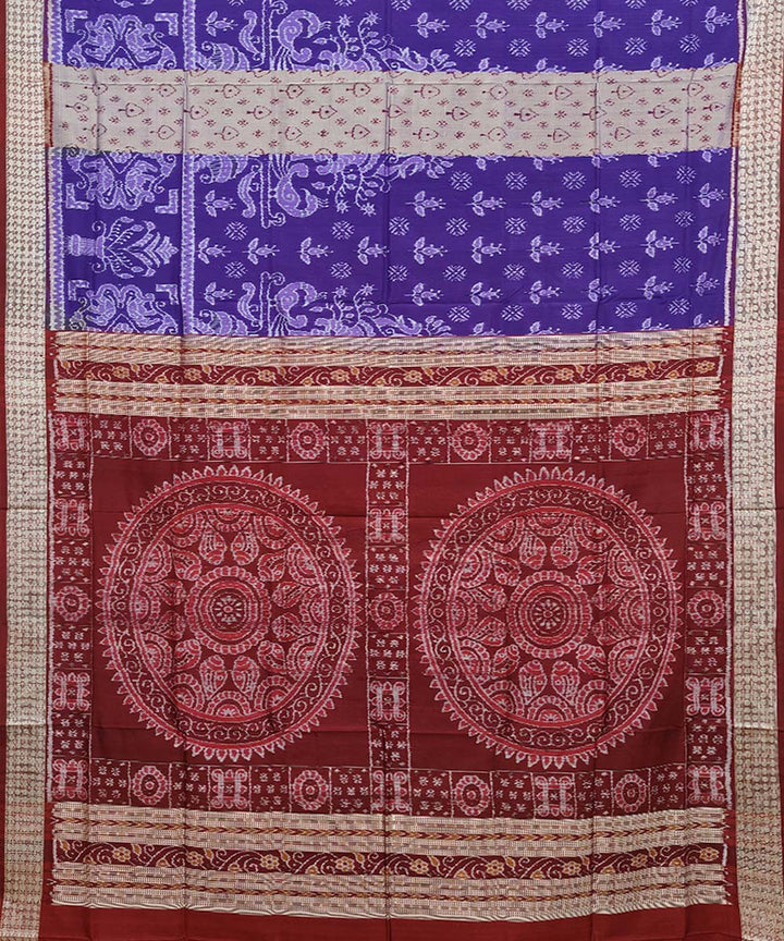 Navy Blue maroon Silk Handwoven Sambalpuri Saree