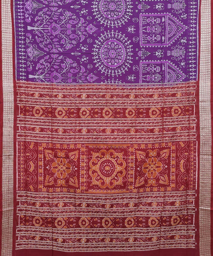 Purple maroon Silk Handwoven Sambalpuri Saree