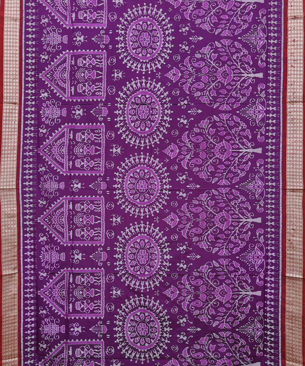 Purple maroon Silk Handwoven Sambalpuri Saree