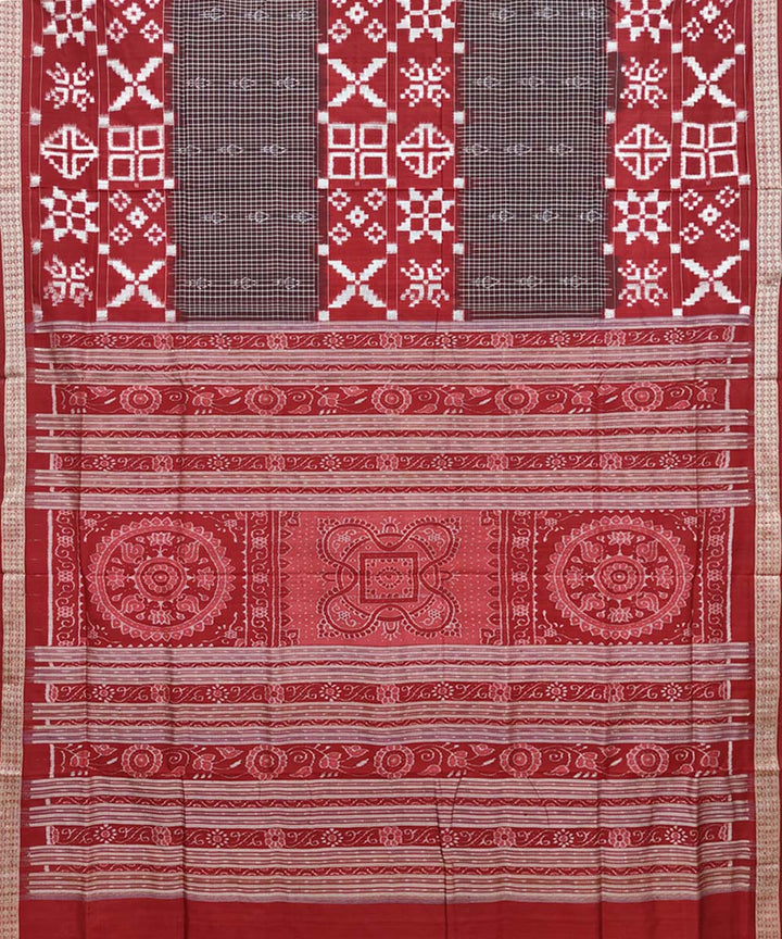 Maroon maroon Silk Handwoven Sambalpuri Saree