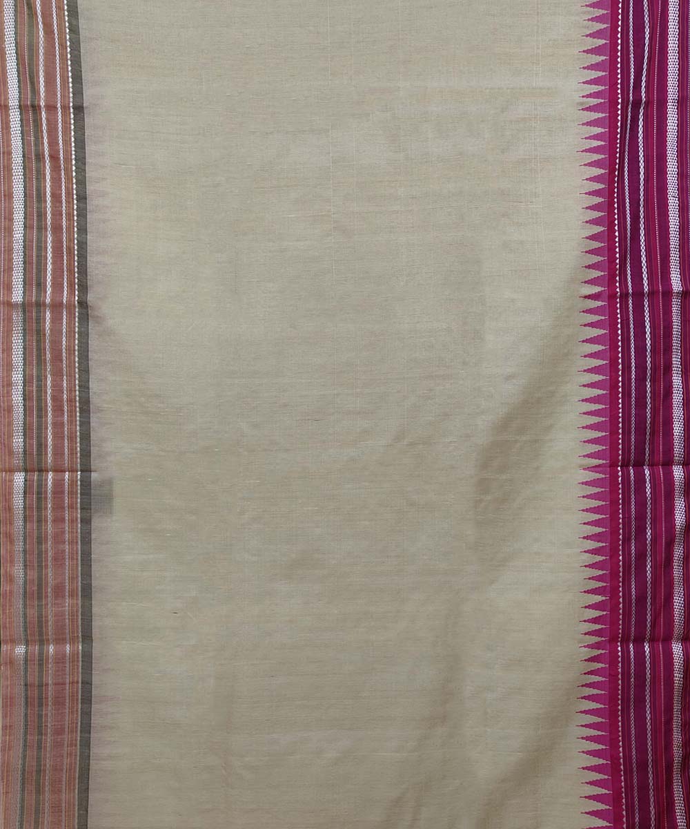 Beige magenta Tussar Silk Handwoven Sambalpuri Saree