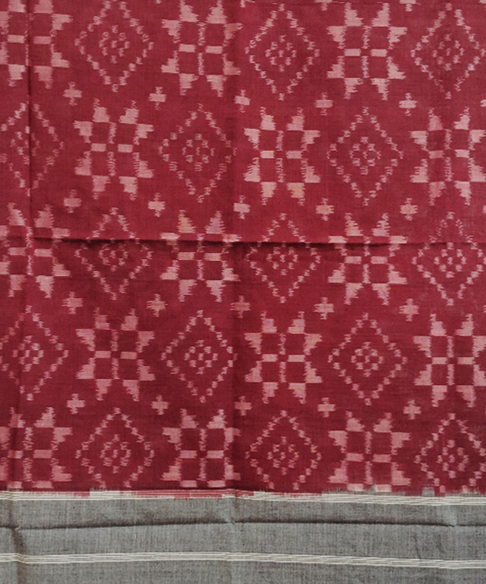 Red grey handloom pochampally ikat cotton duppatta