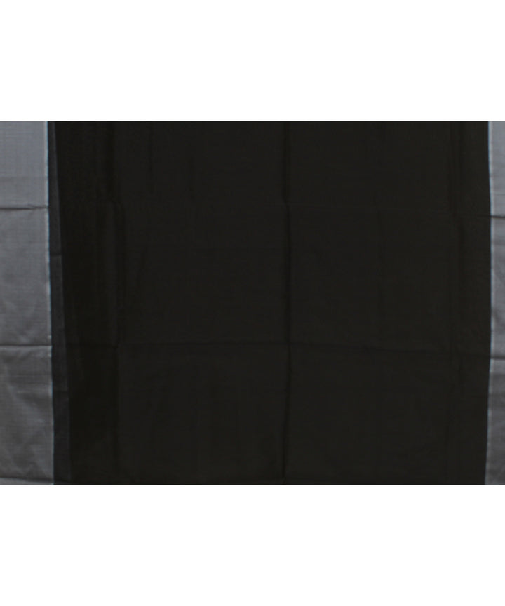 Black grey ghicha handloom maheshwari cotton silk saree