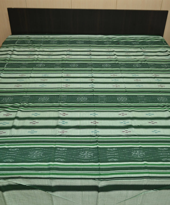 Asparagus green traditional ikat handmade cotton sambalpuri bedsheet