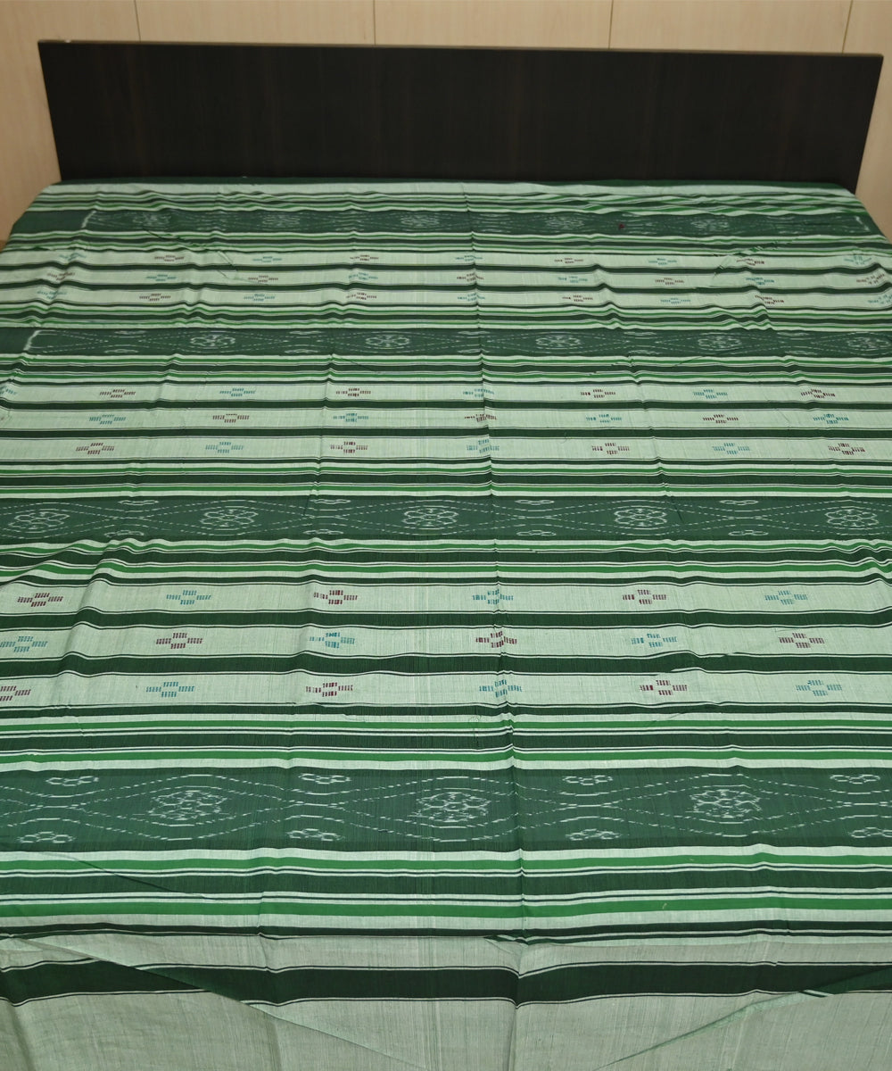 Asparagus green traditional ikat handmade cotton sambalpuri bedsheet