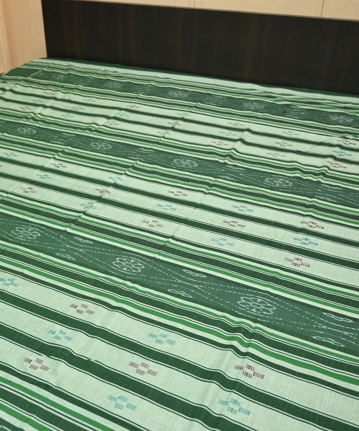 Asparagus green traditional ikat handmade cotton sambalpuri bedsheet