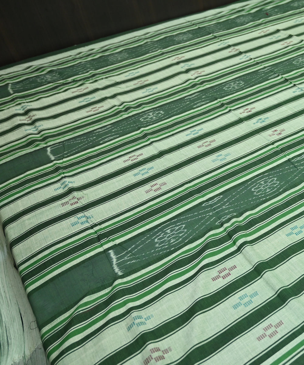 Asparagus green traditional ikat handmade cotton sambalpuri bedsheet