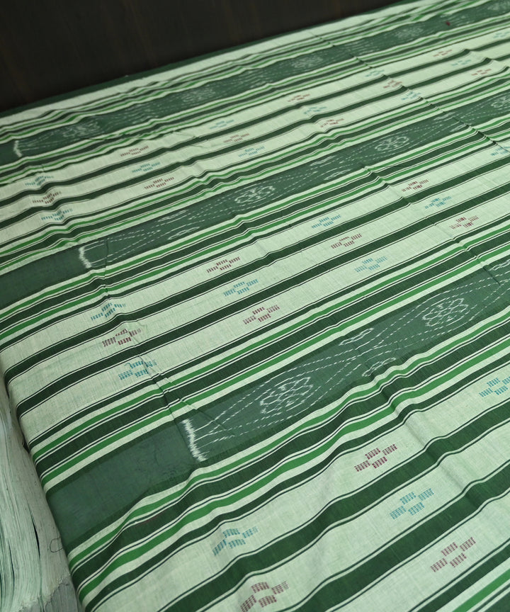 Asparagus green traditional ikat handmade cotton sambalpuri bedsheet