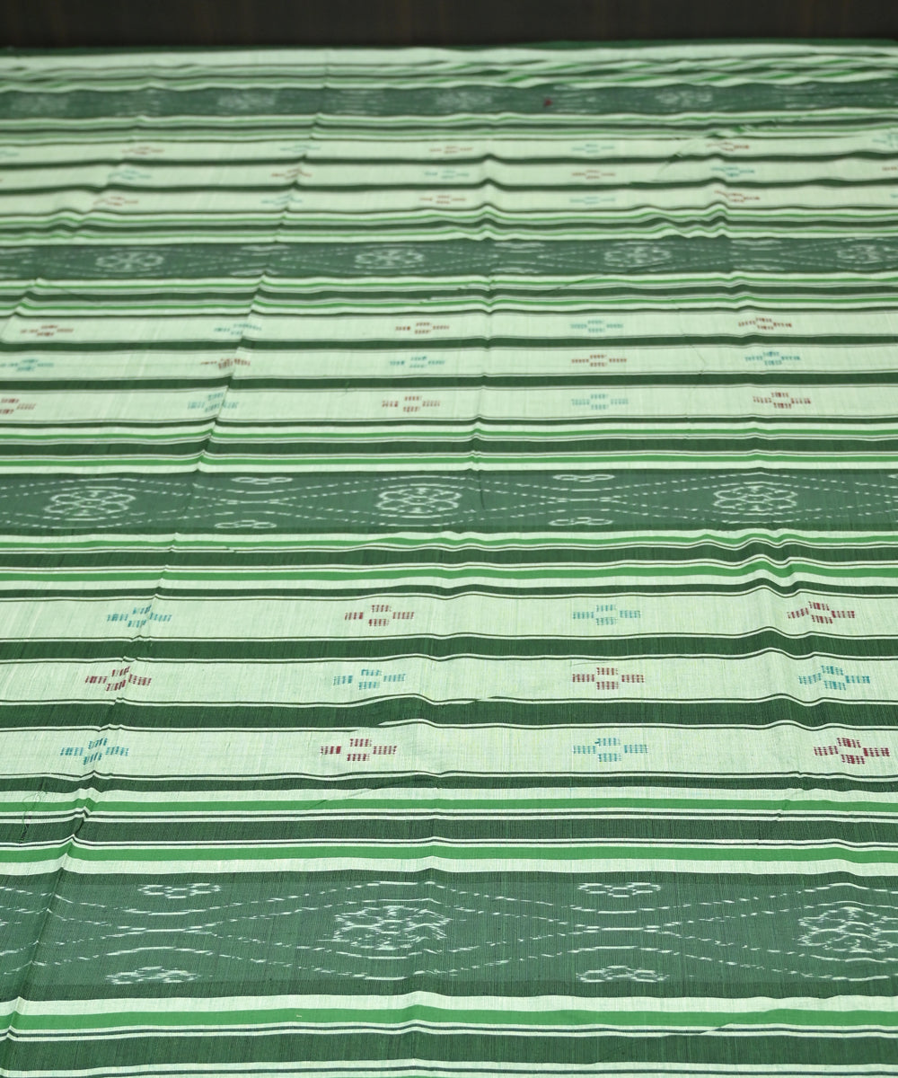 Asparagus green traditional ikat handmade cotton sambalpuri bedsheet