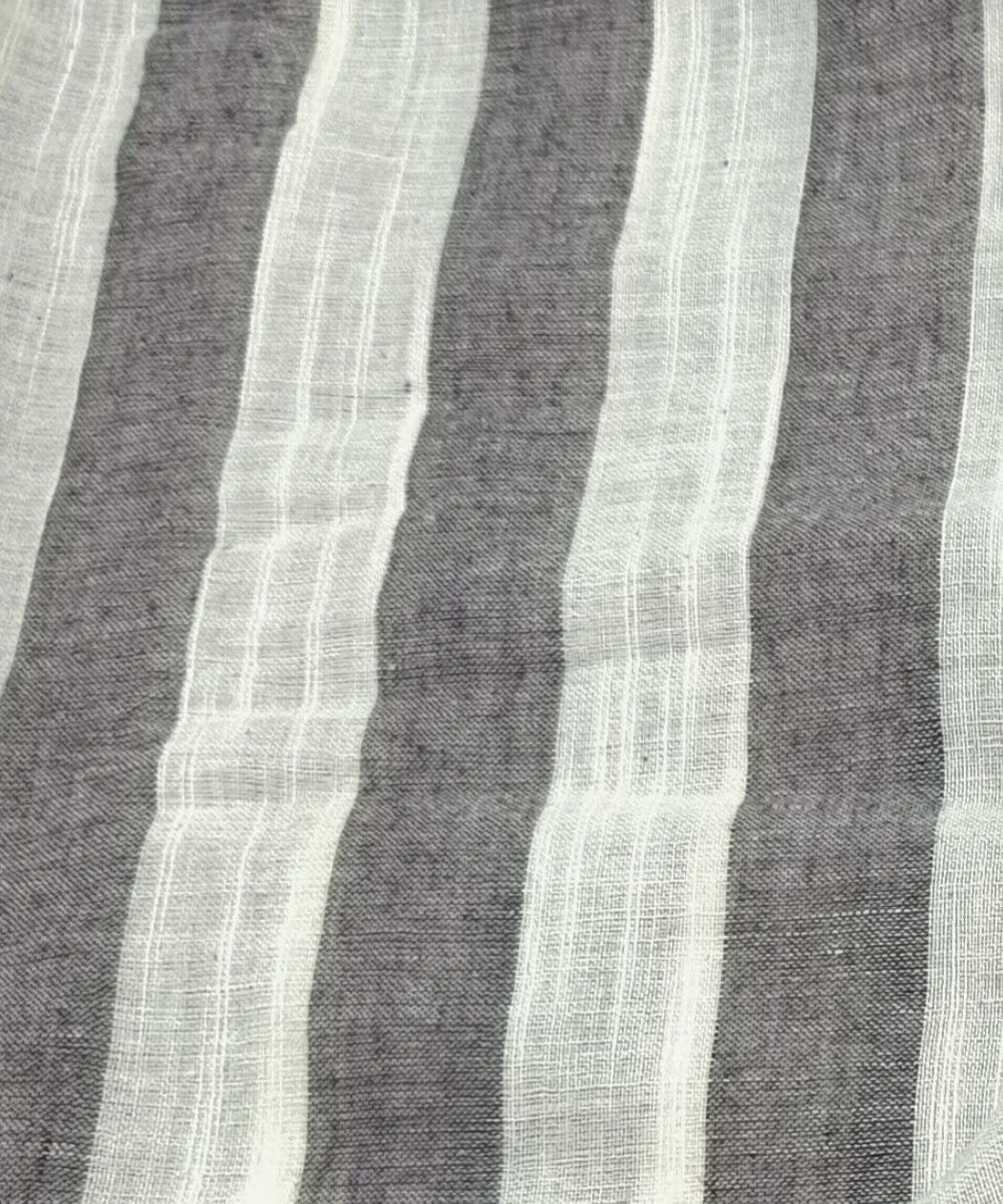 Grey white stripe handwoven cotton fabric