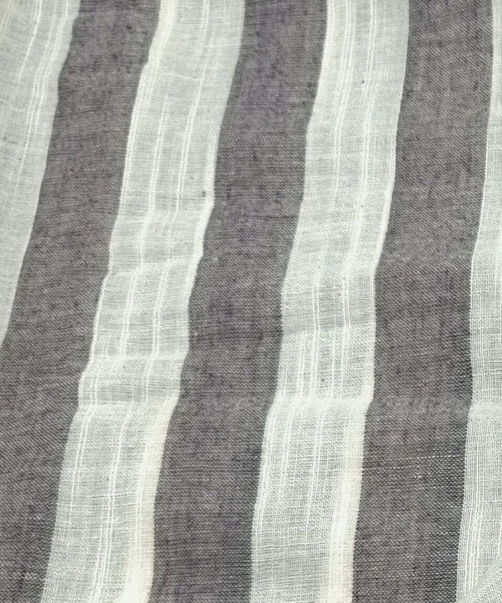 Grey white stripe handwoven cotton fabric