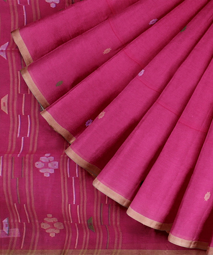 Pink cotton handloom bengal saree