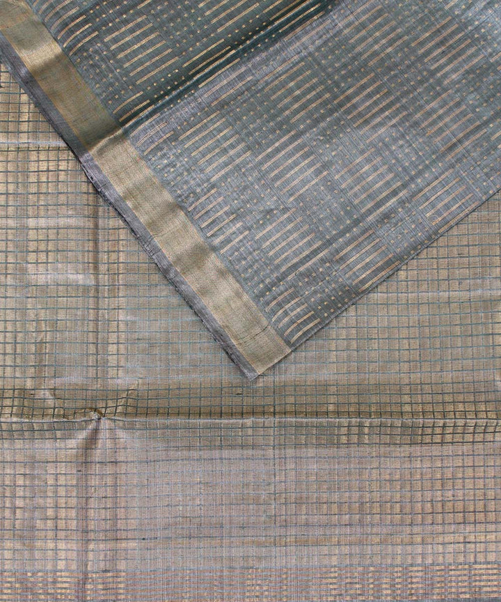 Grey chhattisgarh tussar silk handloom saree