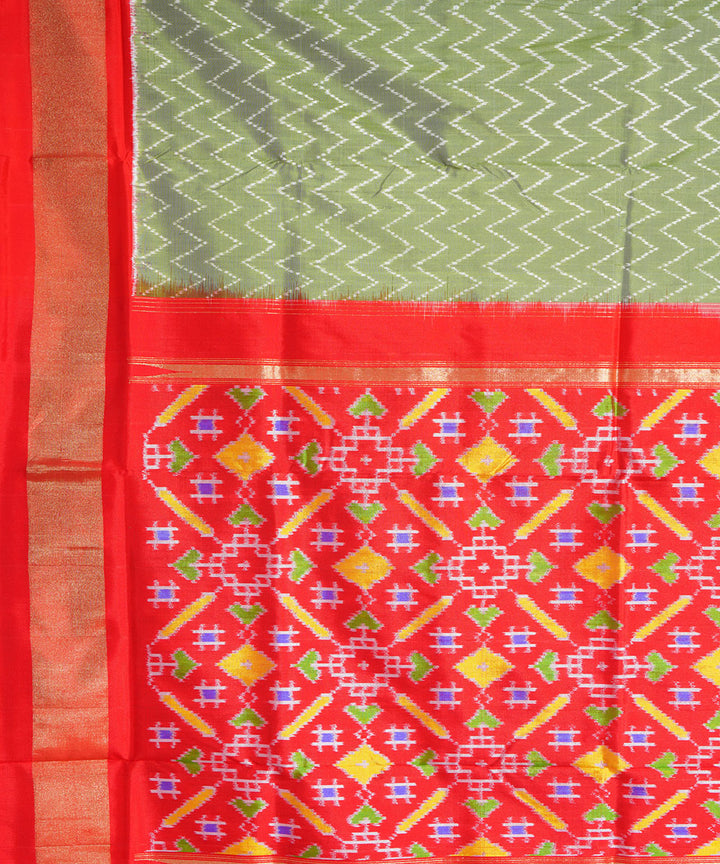 Pista green pink handwoven pochampally ikat silk saree