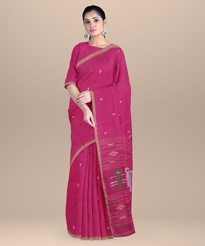 Pink cotton handloom bengal saree